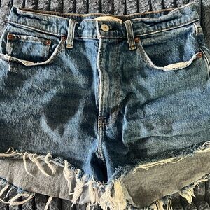 Abercrombie & Fitch Frayed Blue Denim Shorts